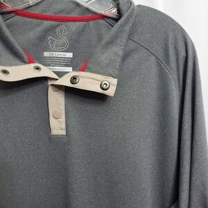 Swannies Golf Pullover Long Sleeve 1/4 Snap Mock Neck Athletic 2XL Gray
